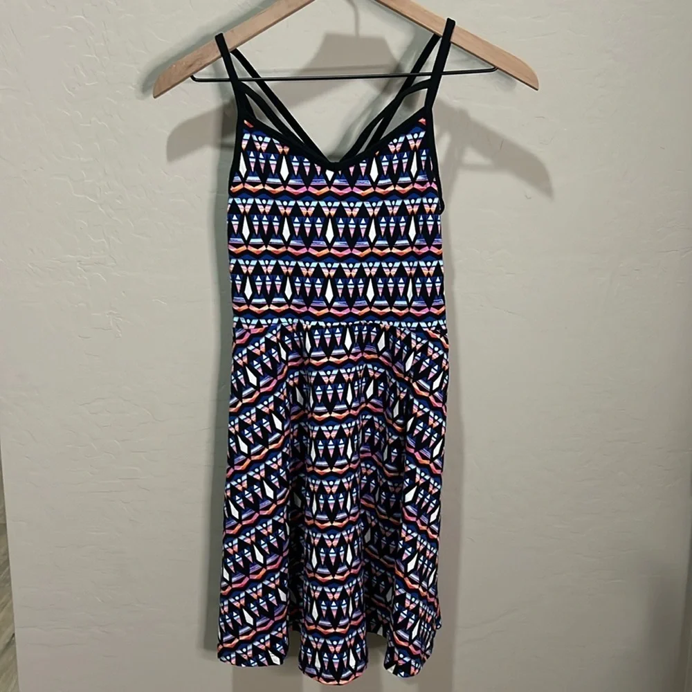 Vintage Y2K Pink Dress Victoria Secret Skater Aztec Print Flowy Mini Midi 90’s